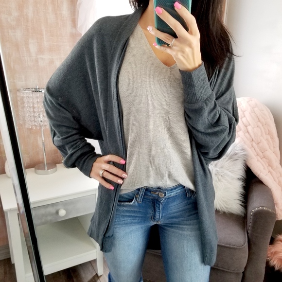 Teal Loose Fit Dolman Cardigan Oversized Slouchy - Picture 3 of 8